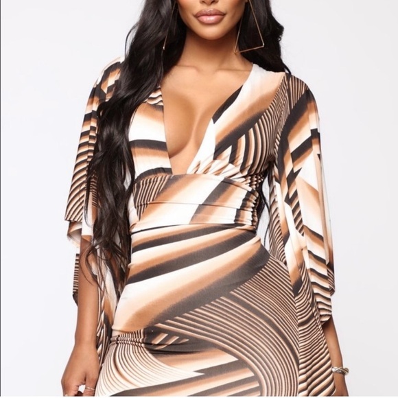 🤎FASHION NOVA 🤎 SEXY!!!! Nothing To Hide Mini Dress - Brown/Combo - Picture 1 of 7